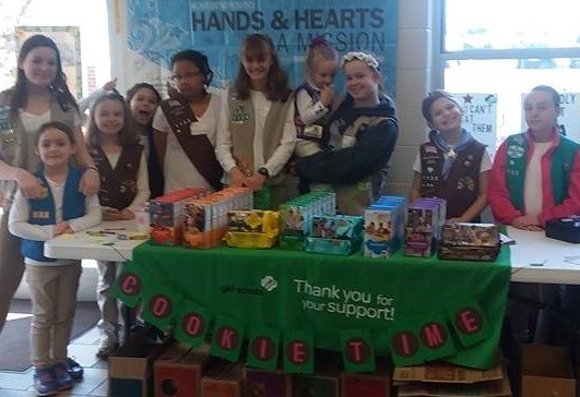 Cookie Booth at Girl Scout Sunday